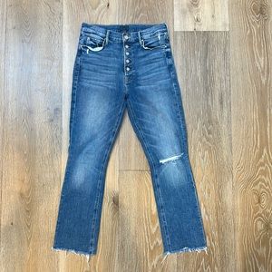 MOTHER jeans The Pixie Dazzler in Popism wash - size 28 - frayed hem